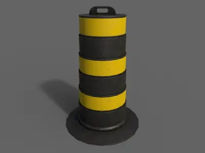 PBR Traffic Drum Barrel BlackYellow Low-poly 3D model