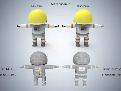 Astronaut wearing helmet Low-poly 3D model