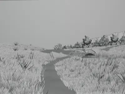 Anime grass landscape 3D model