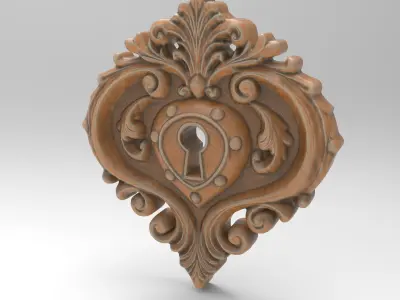 Baroque Heart Shaped Keyhole for Vintage Furniture 3D print model