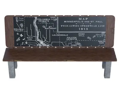 Street bench Low-poly 3D model