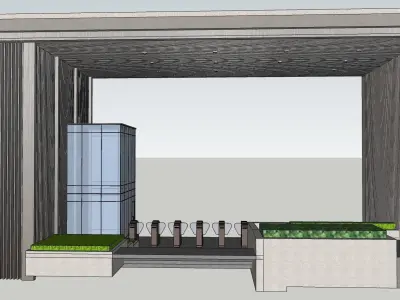 traditional modern pedestrian entrance main gate 3D model