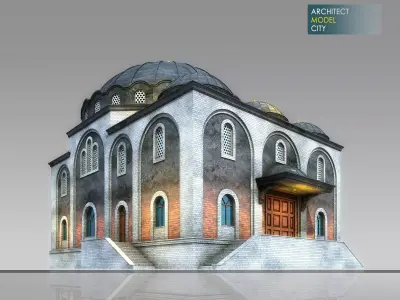 Mosque Architectural 3d Model with Render Scene Low-poly 3D model
