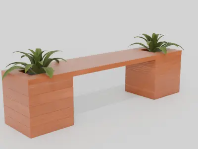 Outdoor Wooden Bench 9 Low-poly 3D model