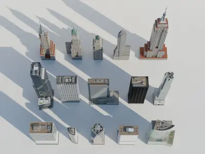 NYC Tall Skyscrapers v4 Low-poly 3D model