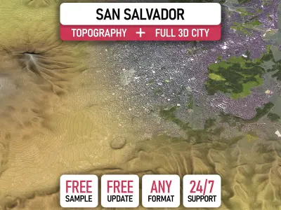 San Salvador - 3D City Topography Terrain 3D Model Pack