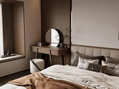 Warm Japandi Master Bedroom 3D model