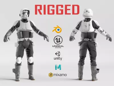 Scout Trooper inspired by Star Wars Battlefront  RIGGED 3D model