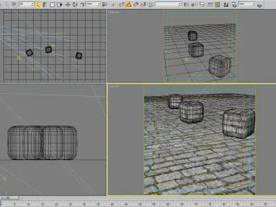 Cobblestone road with bricks Low-poly 3D model