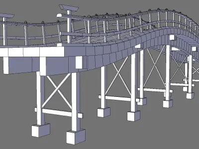 wooden bridge 3D model