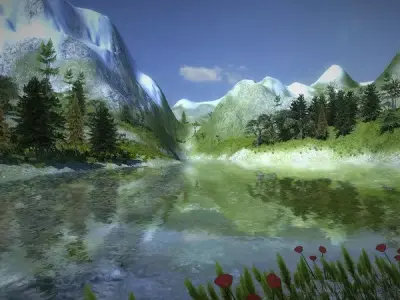 Mountain Vegetation Low-poly 3D model
