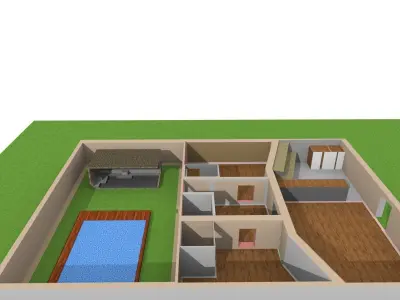Floor house with two bedrooms and living room 3D print model