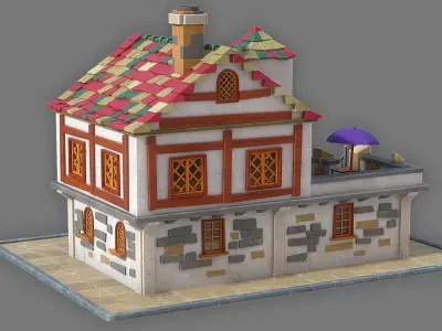 Cartoon house 2 Low-poly 3D model purchase
