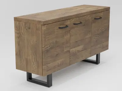 TIMBER 3 Door Sideboard Dark Wood 3D model