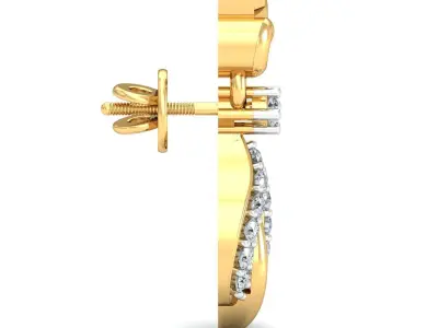 Yellow gold diamond earring-P2 E-13 3D print model