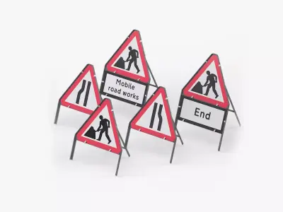 Triangular Road Works Signs 01 3D Model Pack
