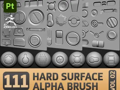 111 Hard Surface Alpha Brush Hard Surface Library VOL 02 3D model