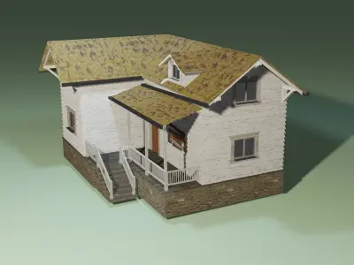 Old abandoned house Low-poly 3D model