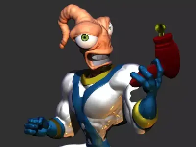 Earthworm Jim 3D printable sculpture  3D print model