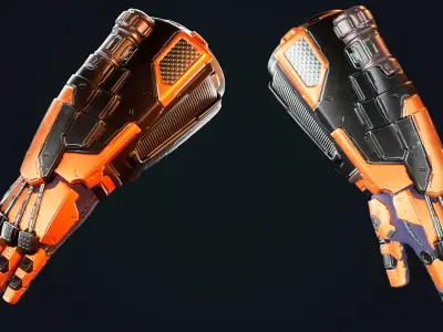 Sci-fi Power Gloves Low-poly 3D model