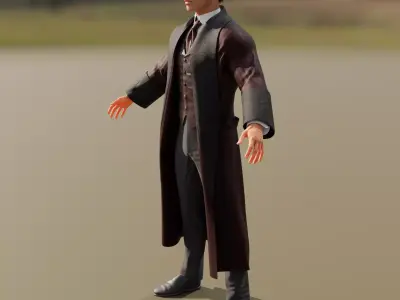 Sherlock Holmes  - Victorian Gentleman - Body and Face Rigged  Low-poly 3D model