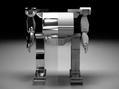 Game Ready Low Poly Robot silver 3D model