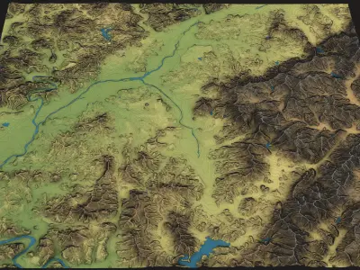 Cheongju - Topography Terrain Low-poly 3D model