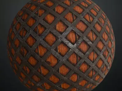 Heavy Industrial Steel Mesh on Wood PBR Seamless Texture
