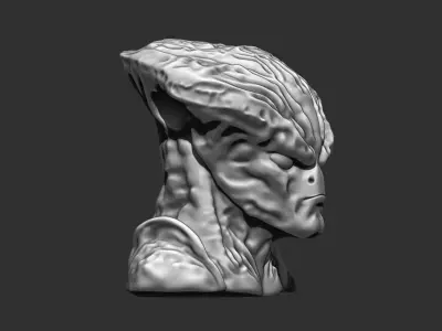 Alien Bust 11 -STL File for 3D Printer - Sci-Fi Decor 3D print model