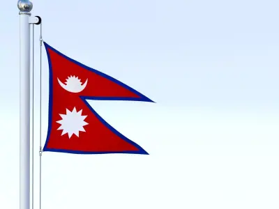 Animated Nepal Flag Low-poly 3D model