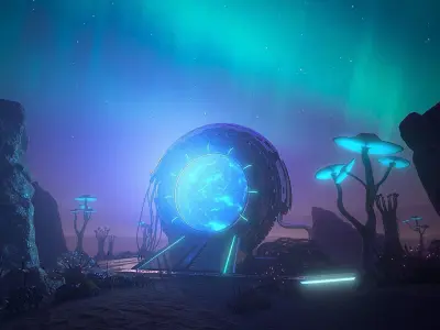 Scifi Desert Portals scence 3D model