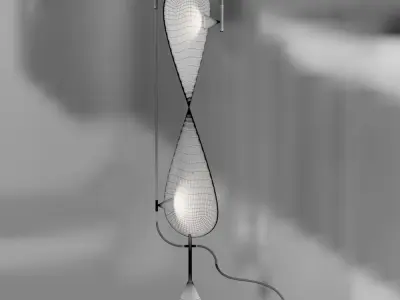 Floor lamp with spiral textile screen 3D model