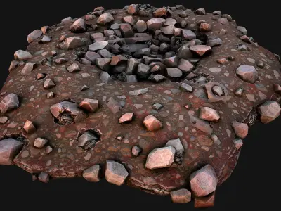 Iron Ore Stone Deposits for Mine Environment Low-poly 3D model