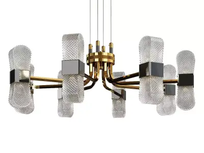 MARSELLA modern chandelier in brass and glass Low-poly 3D model