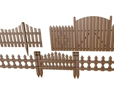 Wooden fencing 3D model