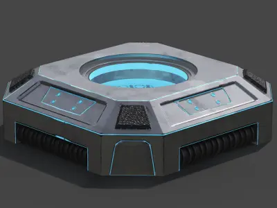 Animated Sci-fi Teleporter Platform Low-poly 3D model