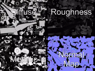 Futuristic Robotic Hand Model Pack Low-poly 3D model