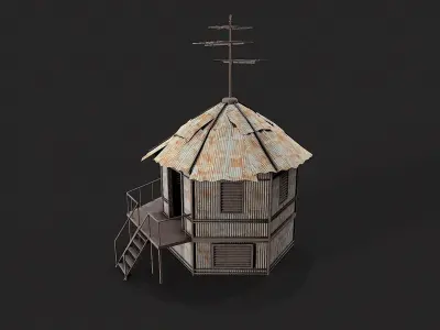 Post Apo Building House Shelter Police Station Collection Low-poly 3D model