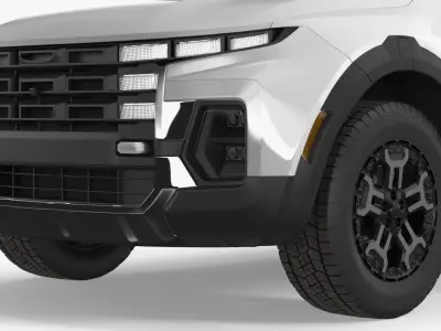  Crew Cab Vehicle Utility Pickup White Open Bed Simplified 