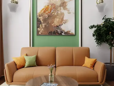 Living room isometric 3D model