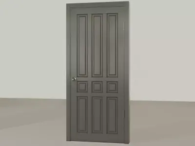 Wooden gray door Low-poly 3D model