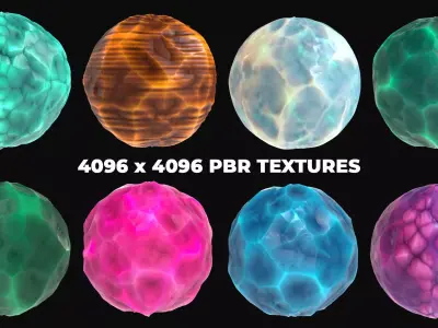 8 Stylized and Seamless Crystals PBR Materials - Set 1 Texture
