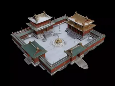  courtyard snow scenery 3D model