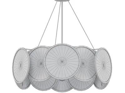Oliveri chandelier with circular glass shades in gold and brass 3D model