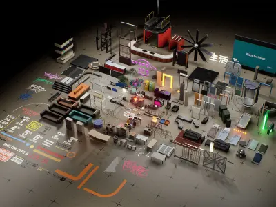 Interior Props Set 01 Low-poly 3D model