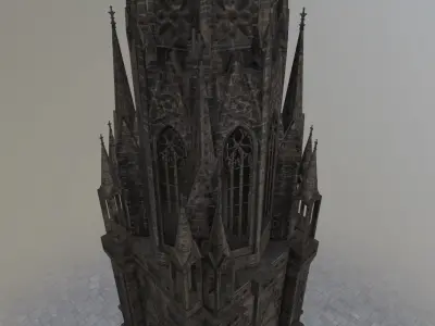 Hamburg St Nicolai Kirche Low-poly 3D model