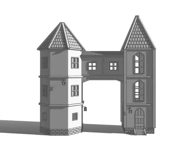  Fantasy double tower Torre doble de fantasia Low-poly 3D model