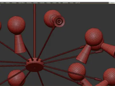 ABELINA modern brass chandelier with glass balls Low-poly 3D model