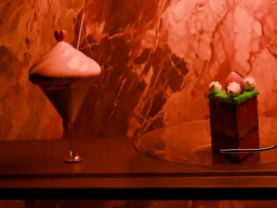 Cherry milkshake and matcha cake models 3D model