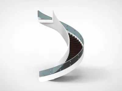Staircase spiral made of glass and stainless steel Free 3D model